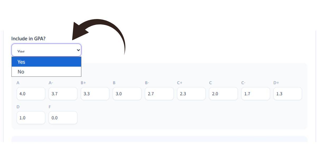 Include or exclude courses in GPA calculation