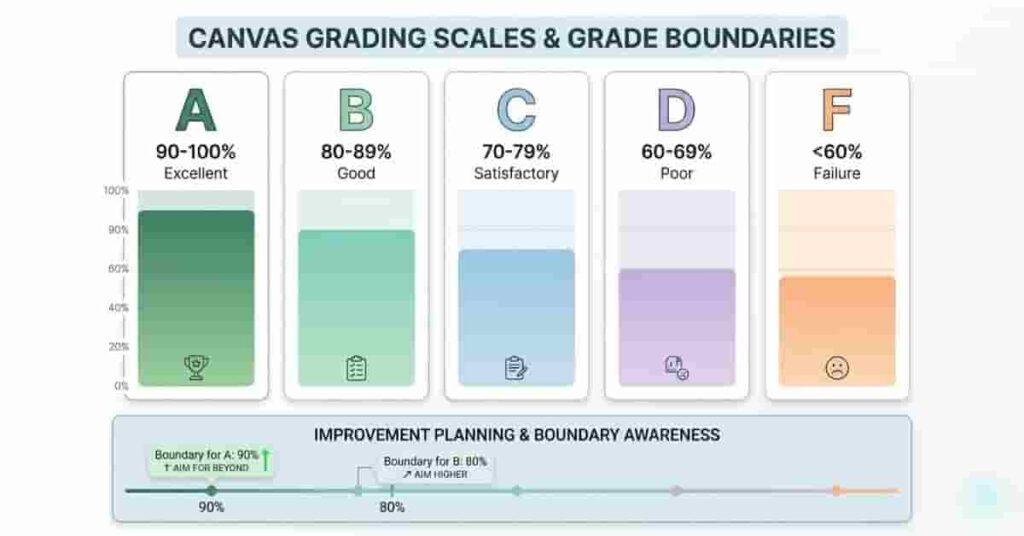 Canvas Grade Scale Chart showing student’s current score and next letter grade opportunity