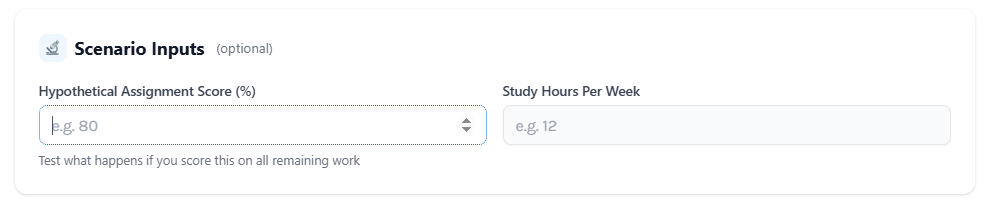 Canvas Grade Recovery Calculator - Test Hypothetical Assignment Scores and Study Hours