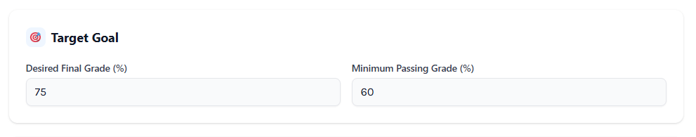 Canvas Grade Recovery Calculator - Set Target Final Grade and Minimum Passing Grade