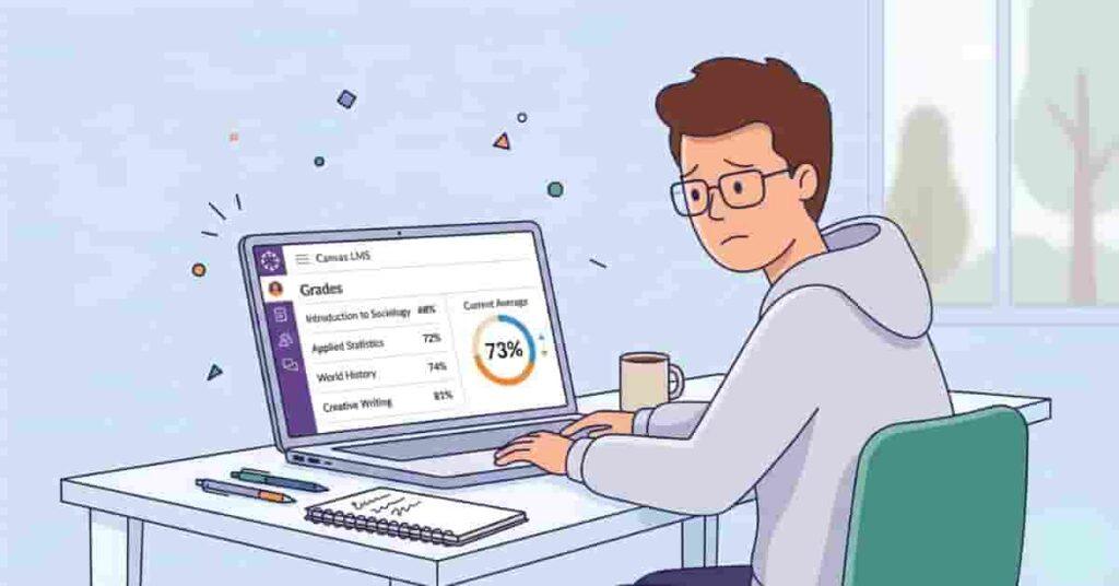 Student following tips and strategies to quickly improve Canvas grades with assignments tracker