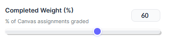 Completed coursework weight input in Canvas calculator