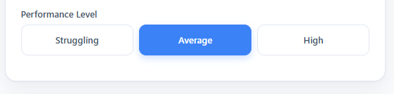 performance level selection canvas study calculator