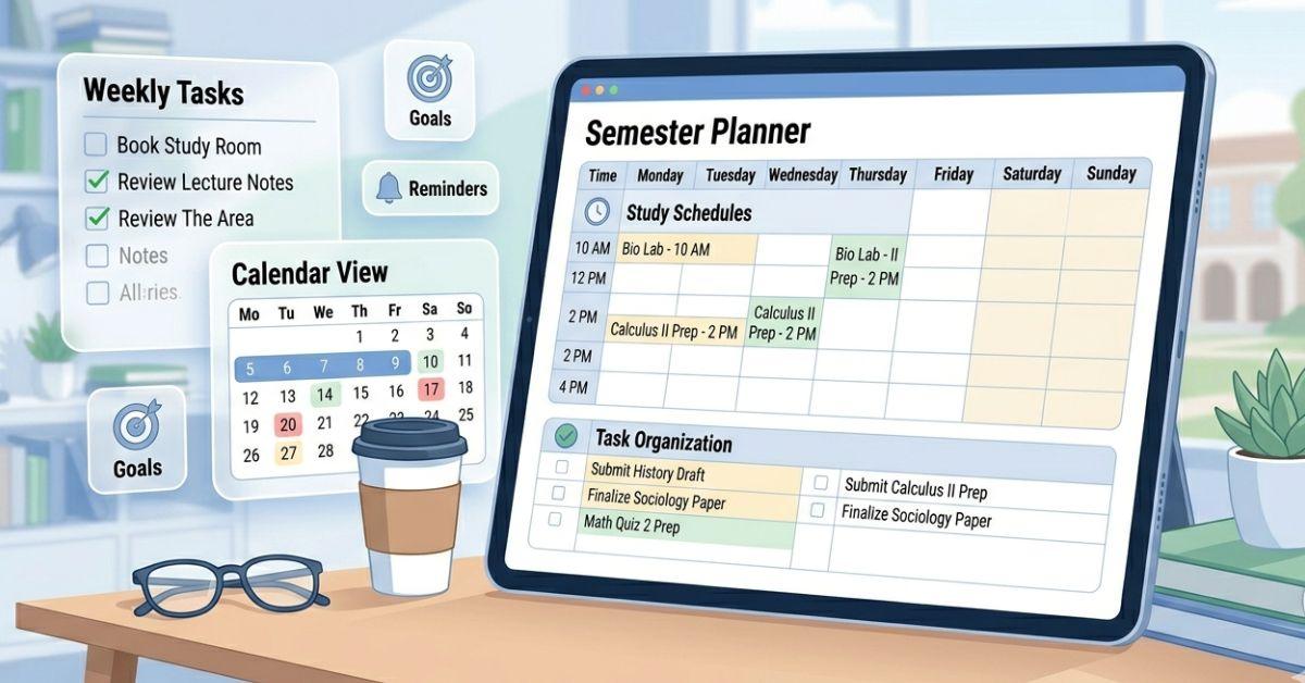 Academic dashboard overview showing GPA study progress and assignment tracking