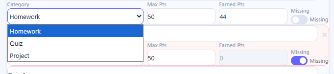 Before and after grade comparison in Canvas missing assignments calculator showing current grade versus grade after zero score impact