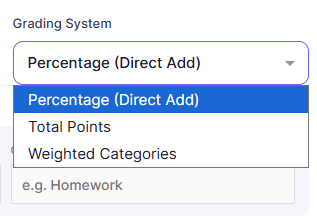 Step 4 selecting grading system in Canvas Extra Credit Impact Calculator including percentage and weighted categories.