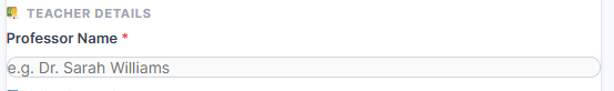 Professor name input field in academic late assignment email generator