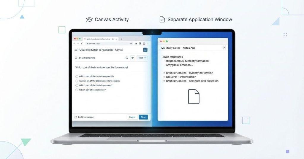 can Canvas detect split screen during a quiz infographic