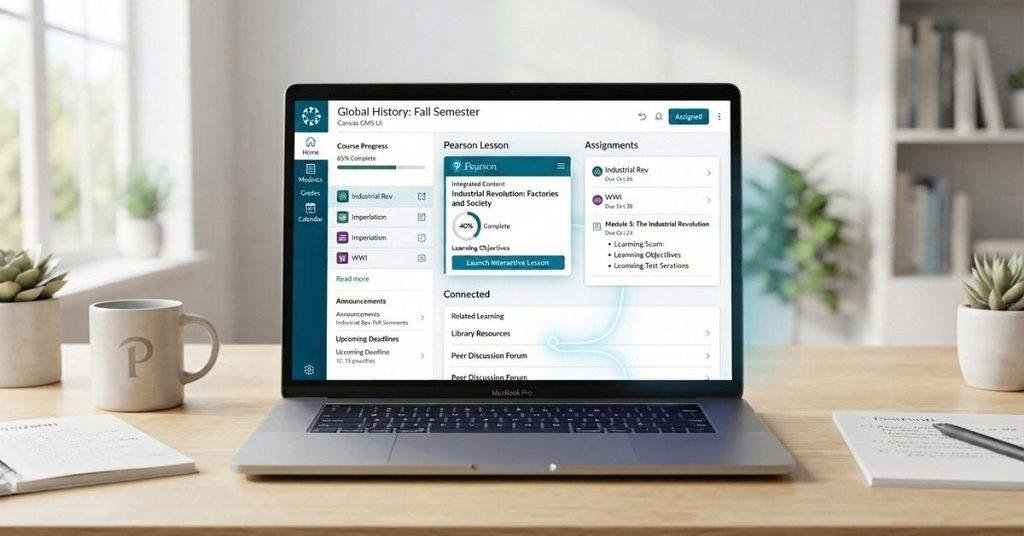 Pearson lessons connected to a Canvas course for students