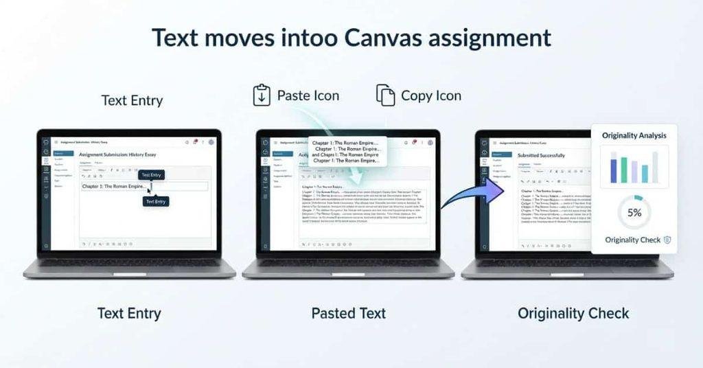 Canvas assignment pasted text and originality checking process