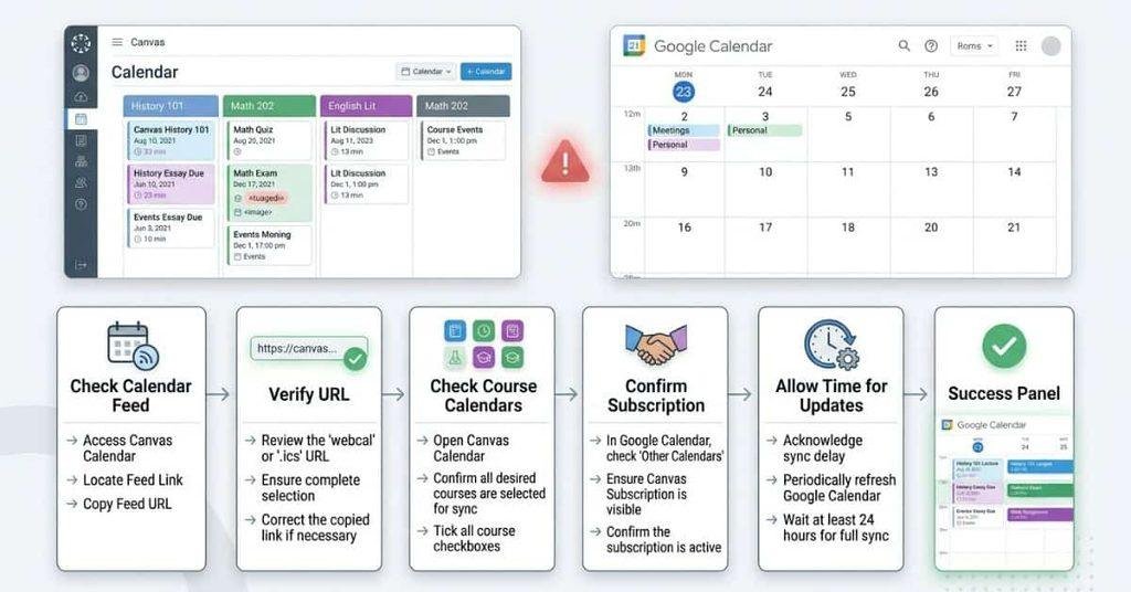 Troubleshooting Canvas Calendar not showing or syncing in Google Calendar