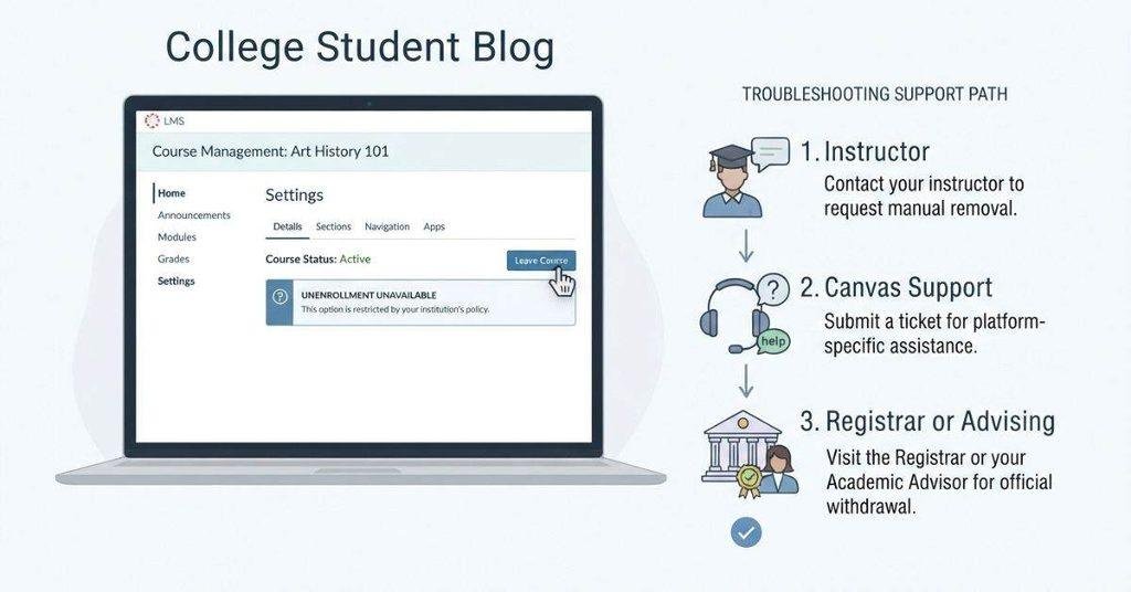 What to do when the Leave Course option is unavailable in Canvas