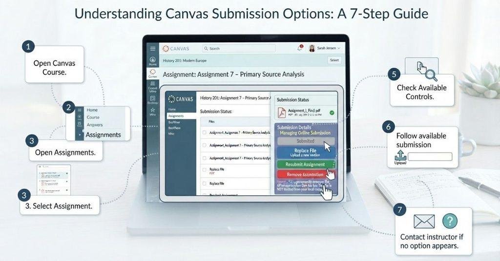 Steps to check Canvas submission options for unsubmit or delete