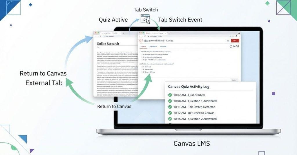 can canvas track tab switching during a quiz activity infographic
