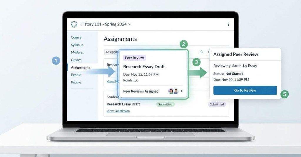 Finding an assigned peer review assignment in Canvas