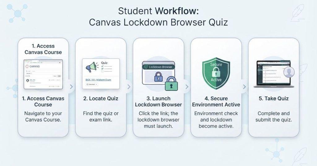 Canvas lockdown browser workflow from quiz setup to online exam