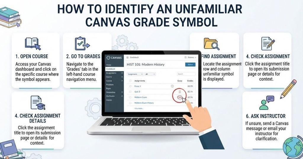 Steps for finding the meaning of an unfamiliar Canvas grade symbol