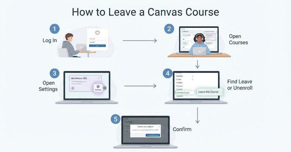 Step-by-step guide showing how to leave a Canvas course