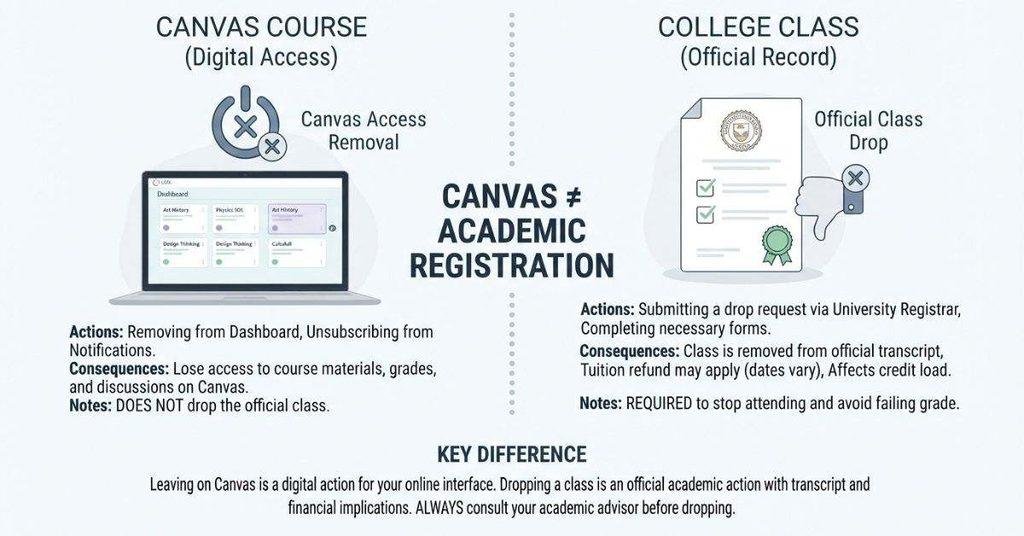 Difference between leaving a Canvas class and dropping a college course