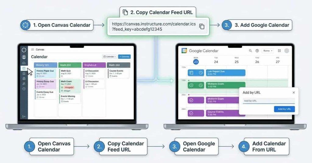 How to link Canvas Calendar to Google Calendar using a calendar feed URL