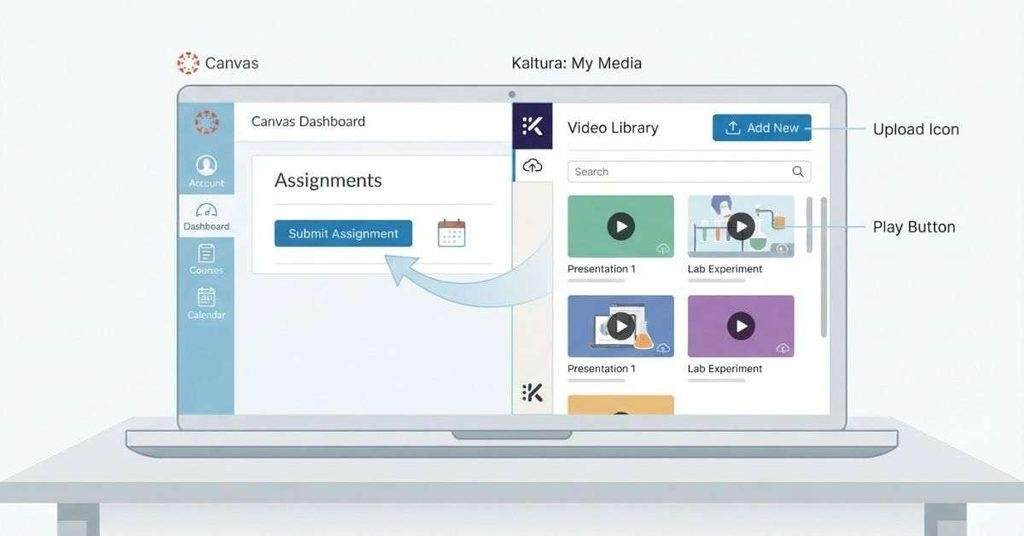 Kaltura in Canvas showing how students manage video media for assignments