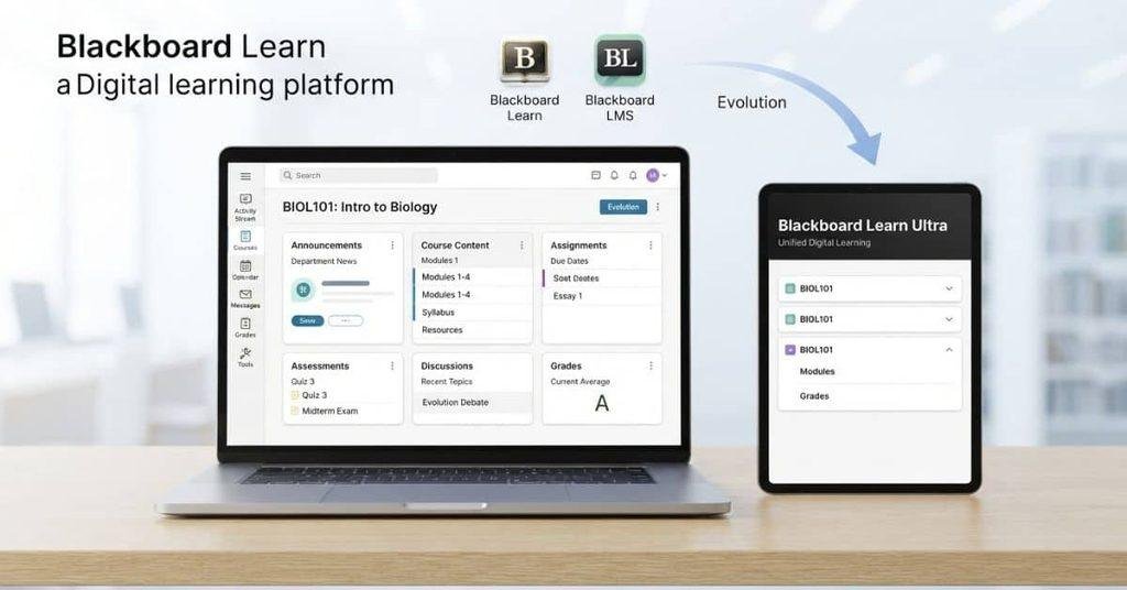 Blackboard Learn digital learning platform and course interface