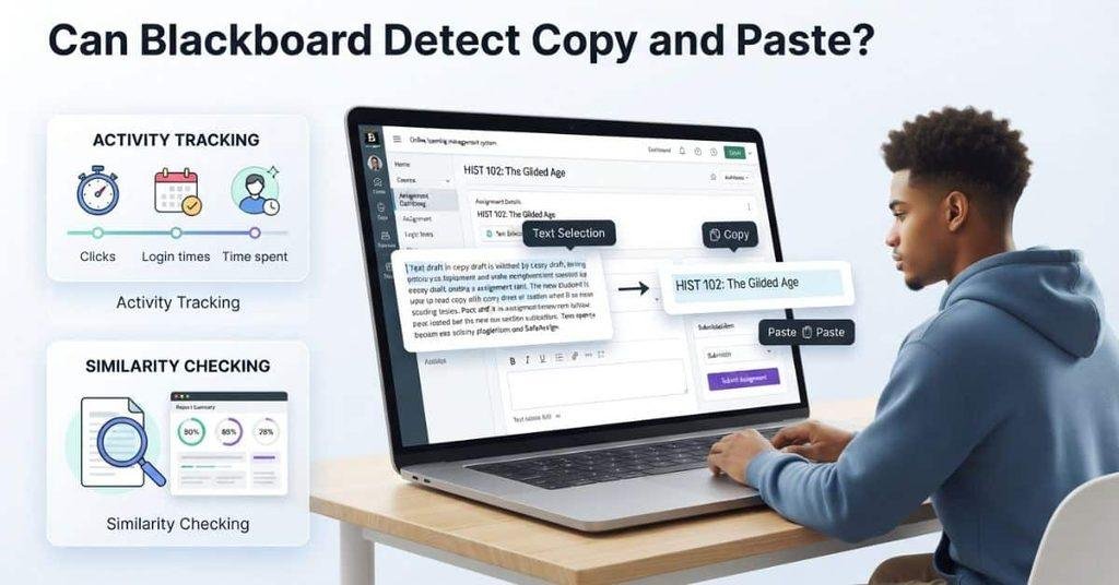 Can Blackboard detect copy and paste during online assignments and tests
