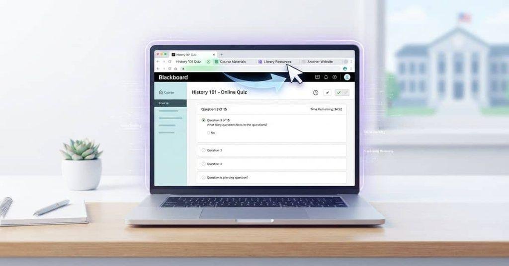 Blackboard tab switching detection and online exam monitoring