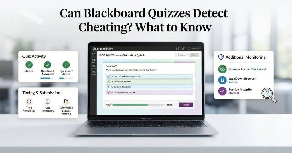 Can Blackboard quizzes detect cheating and what quiz activity instructors may see