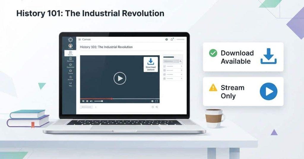 Canvas video download option showing downloadable and stream-only video states
