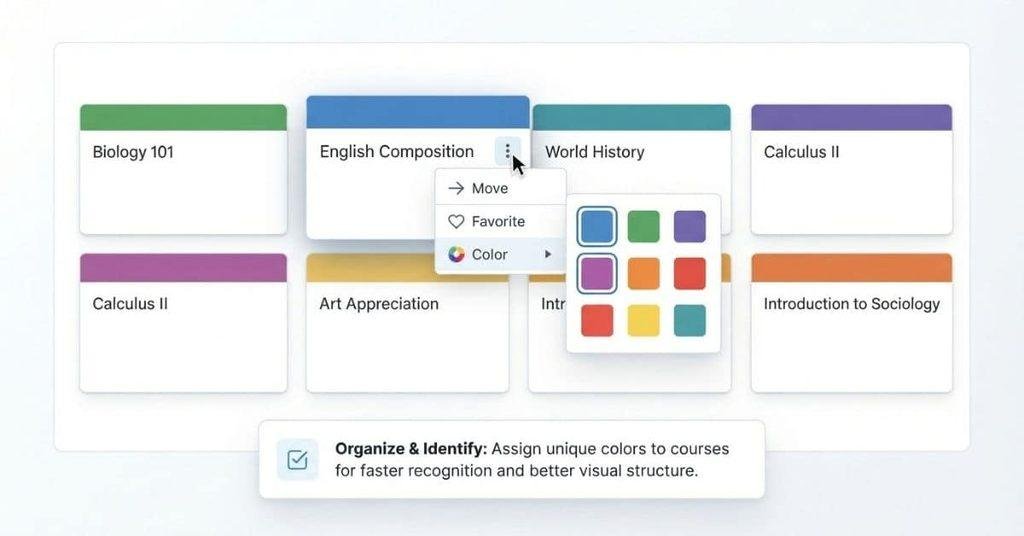 How to change Canvas course card colors to organize your Dashboard