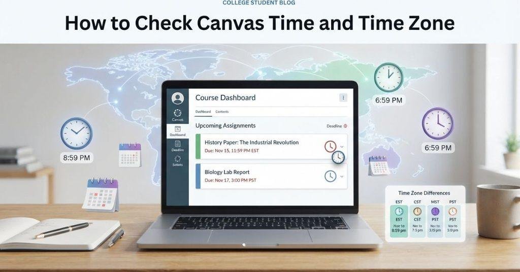 How to check Canvas time and time zone for assignment deadlines