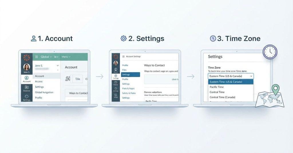 How to check your Canvas time zone in account settings