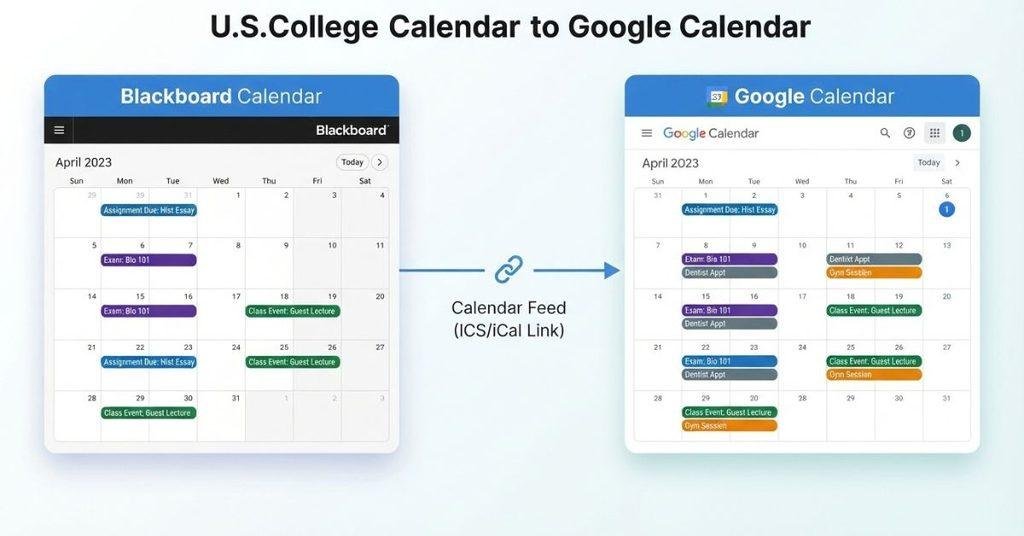 How to connect Blackboard Calendar to Google Calendar using a calendar feed