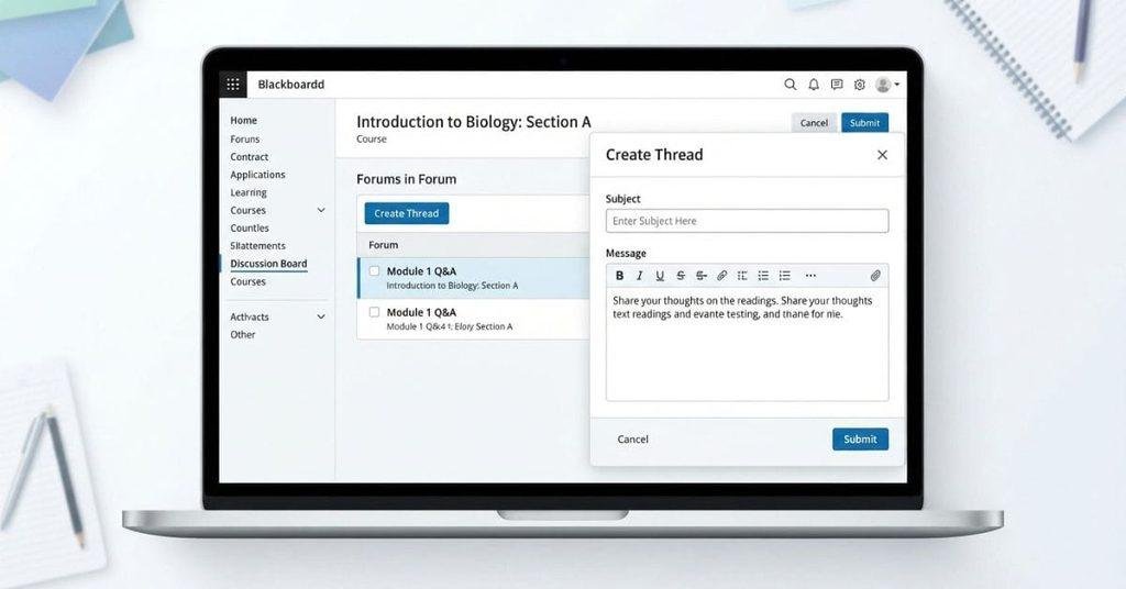 How to create a thread in the discussion board on Blackboard