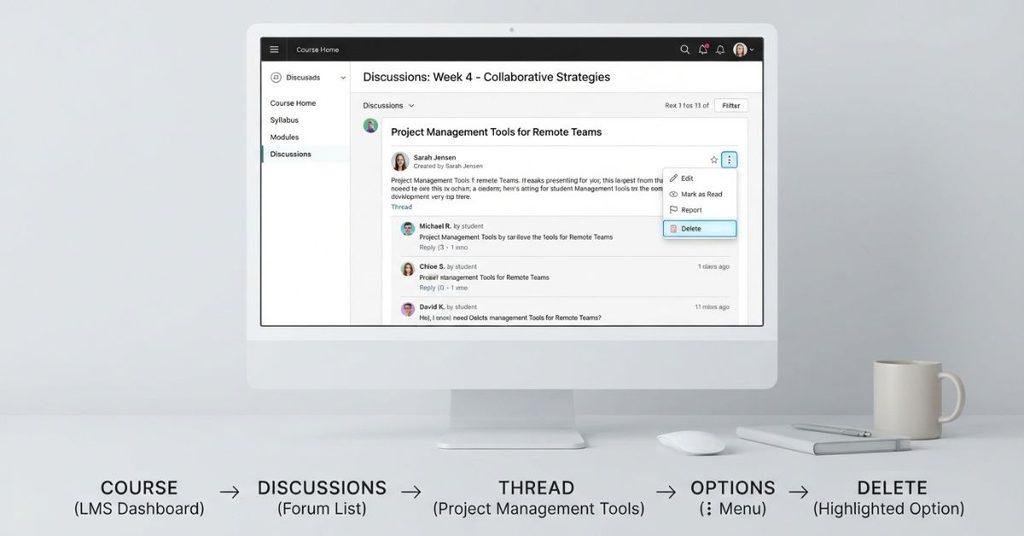 How to delete a thread on Blackboard discussion