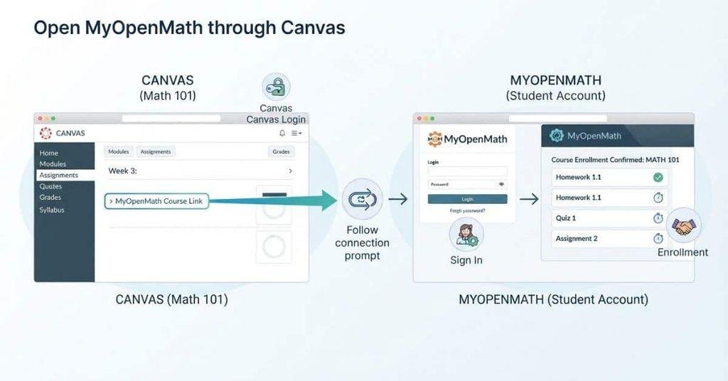 Link a MyOpenMath account to Canvas and confirm enrollment
