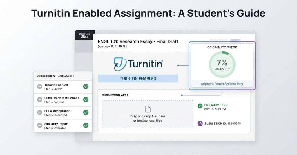 Signs that Turnitin is enabled on a Blackboard assignment