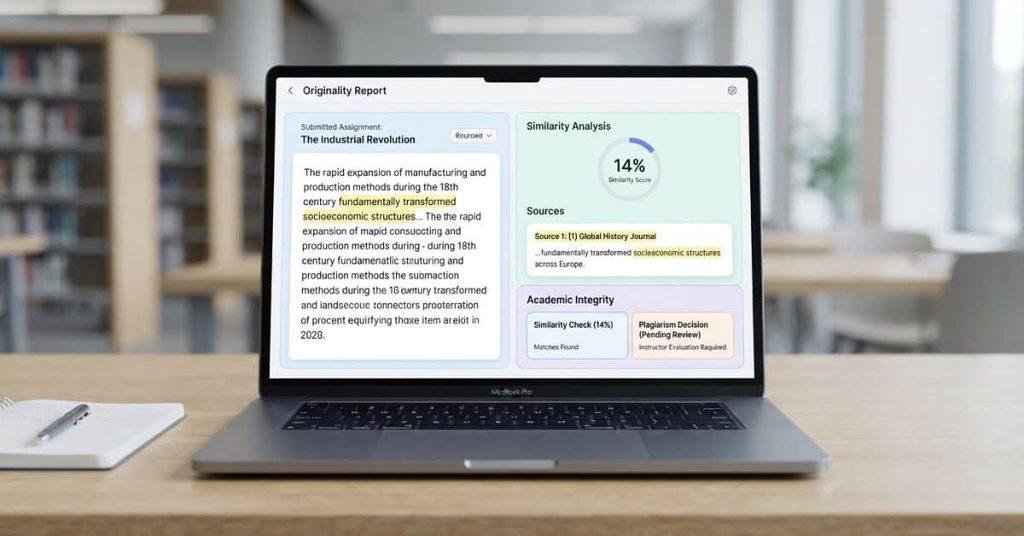 What is an Originality Report on Blackboard showing text similarity and matching sources