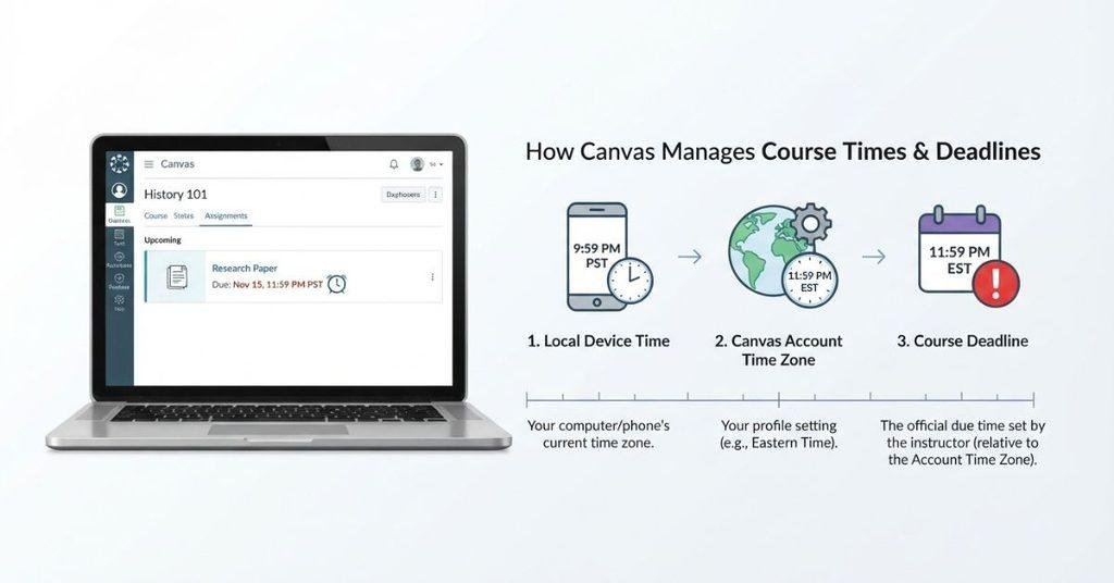 Canvas time zone and assignment deadline comparison