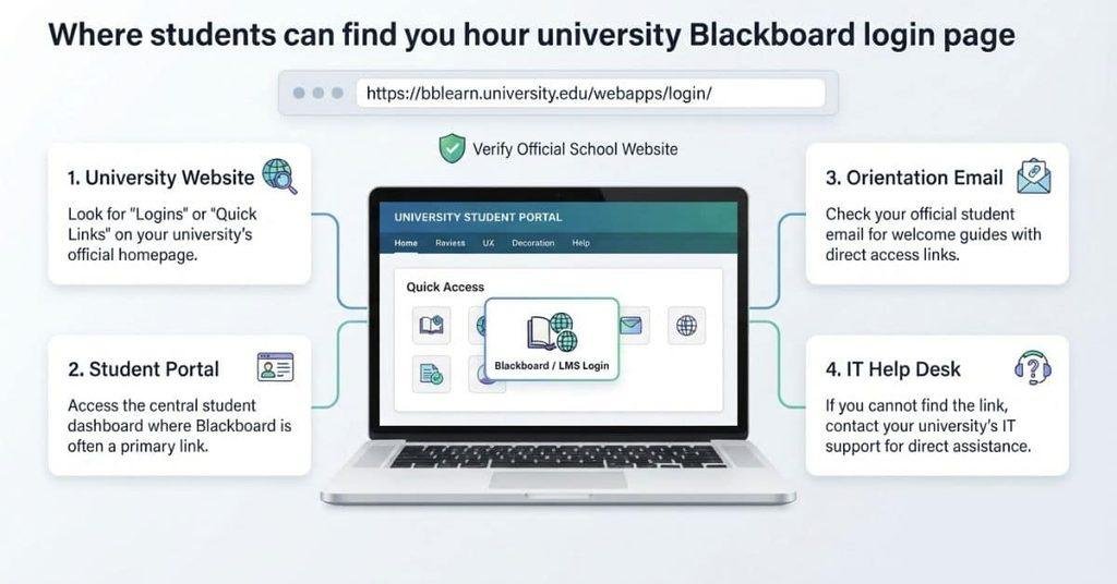 Where students can find their university Blackboard login page