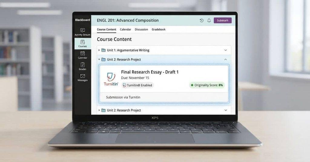 Where to find Turnitin assignment in Blackboard Course Content