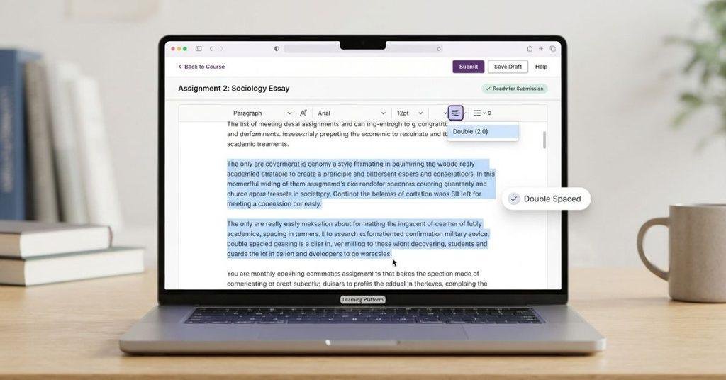 How to double space a Blackboard assignment using the text editor and line spacing controls