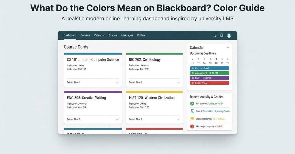 What do the colors mean on Blackboard course, calendar, and grade indicators